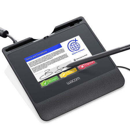 Wacom-STU-540_STU-541_signature_pad_LeftAngleView_wPen_On_Screen_RGB